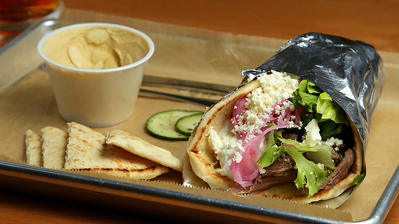 Presst Food & Wine - Gyro (as pita) & Hummus - 9855